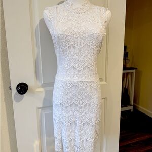 Rare Free People White Lace Crochet Midi Dress